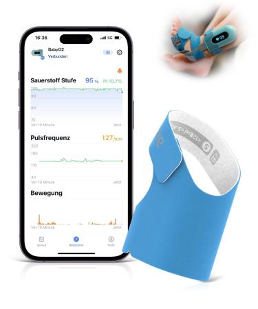 Pulsoximeter for baby oximeter for measuring oxygen saturation in the blood baby monitor with alarm continuous monitoring of spo2 HR and body movements - Buy Online on GoSupps.com