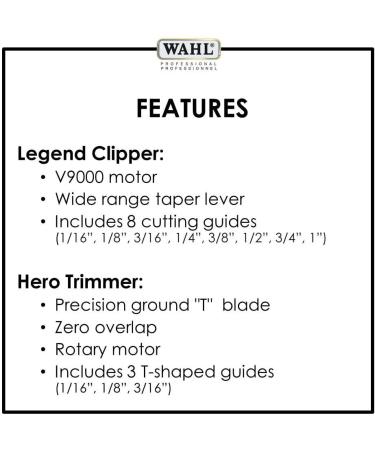 Wahl Professional 5-Star Barber Combo #56272 - 5-Star Legend Clipper and Hero T-Blade Trimmer Powerful V9000 Motor Clipper and Rotary Motor Barber Trimmer - Buy Online on GoSupps.com