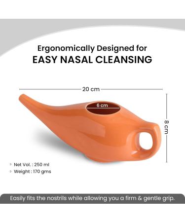 Core Asana Ceramic Jal Neti Pot - Non-Metallic Comfortable Grip for Sinus Congestion | Yoga Neti Pot in Amber - Natural Relief - Buy Online on GoSupps.com