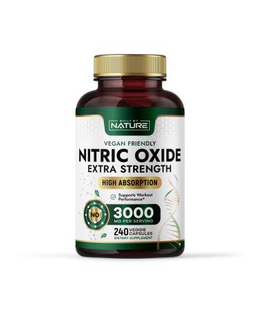 Built by Nature Nitric Oxide Supplement 3000mg with L-Arginine and L-Citrulline - 240 Capsules