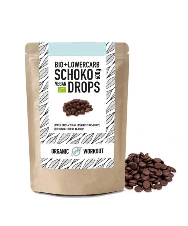 Bio Lower-Carb Schokodrops 600G |Sweetened with erythritus without added sugar* vegan for snacking baking - sugar -free for low -carb carbohydrate reduced keto nutrition organic workout - 600g dark chocolate big pack 600 gr
