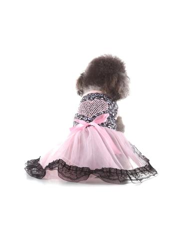 Barrageon dogs Kneid Sweet Princess Bowknot Pets Rock Clothing puppy cat for little dog cat medium-sized summer clothing (Rosa-Xs)