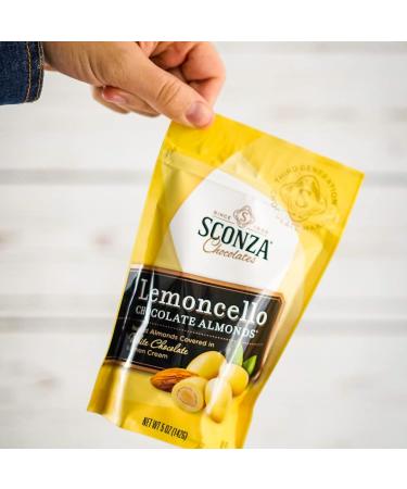 Sconza Lemoncello Chocolate Covered Almonds - White Chocolate & Lemon Creme Candy | 6 Pack, 5 Oz Bags | Gourmet Gift Snack - Buy Online on GoSupps.com