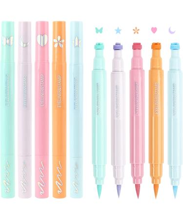 Derwrtup Liquid Eyeliner Stamp Double Headed Liquid Eye Liner Stamp funny sweat proof eyeliner stamp 5piece doublesided 2in1 eye makeup pen - Buy Online on GoSupps.com