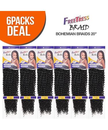 FreeTress Bohemian Braids 20 Synthetic Crochet Hair 6-Pack 1B - 20 Inch - Buy Online on GoSupps.com