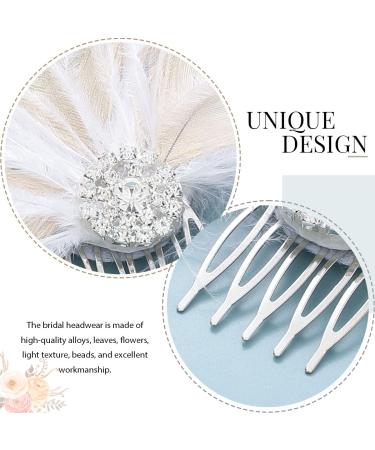 Latious Bride Flapper Feather Hair Comb | White Crystal Bridal 1920s Hair Clip | Gatsby Hair Jewelry for Women - Buy Online on GoSupps.com