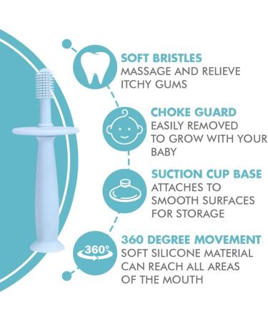 Teething Egg ToothieBrush Set of 2 (Blue) - Silicone Baby Toothbrushes with Suction Base | Safe for Kids 1-2 Years | 360 Degree Child Tooth Brush and Teether - Buy Online on GoSupps.com