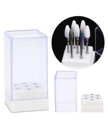 Yuyte 7 Holes Nail Drill Heads Bits Holder Organizer Box Container for Nail Grinding Heads Display