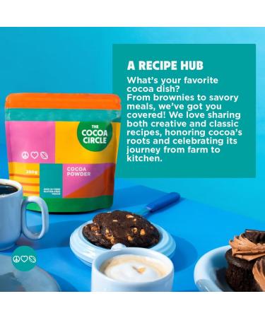 The Cocoa Circle 100% Pure Cocoa Powder - 250g | High Quality Unsweetened Cocoa for Baking Desserts & Hot Chocolate | Rich i - Buy Online on GoSupps.com