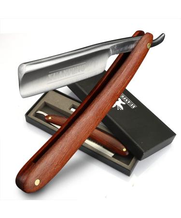 Xuan FENG Zambian Bloodwood Folding Razor Tempered Steel High Hardness Sharp Straight Razor for Men