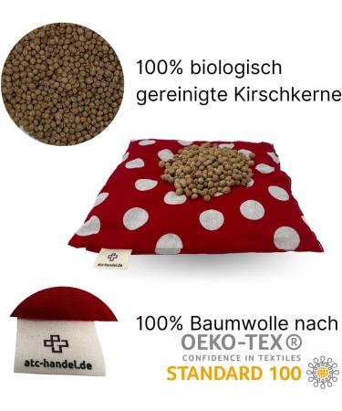 ATC Handels GmbH Kirschkernkissen 24x25cm - Red & White Dots | Relaxation & Warming Pillows | Natural Cherry Kernels | XXL Comfort | EU Made - Buy Online on GoSupps.com