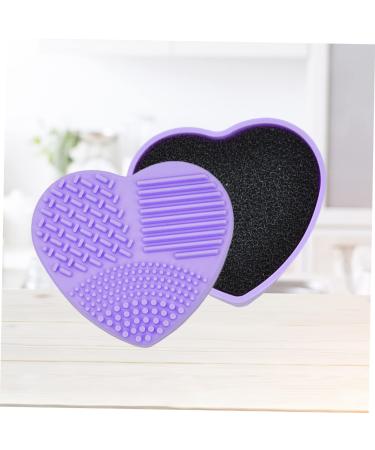 Heart-Shaped Purple Silicone Makeup Brush Cleaning Mat | Dry & Easy Brush Care | International Shipping - Buy Online on GoSupps.com