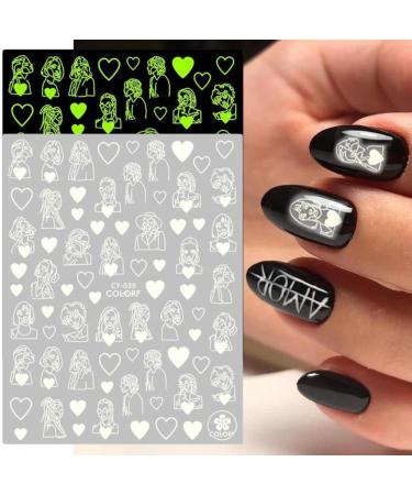 Nail Art Decoration Slider DIY Nails Decals Face Abtract Luminous 3D Nail Sticker Flower Design(CY-039) - Buy Online on GoSupps.com