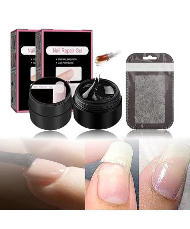 Maxlaser 2Sets Cracked Nail Repair Gel Instant Nail Repair Protection Gel ail Repair Kit for Cracked Natural Nails Nail Strengthener Nail Repair Gel for Nail Lengthening and Fiberglass
