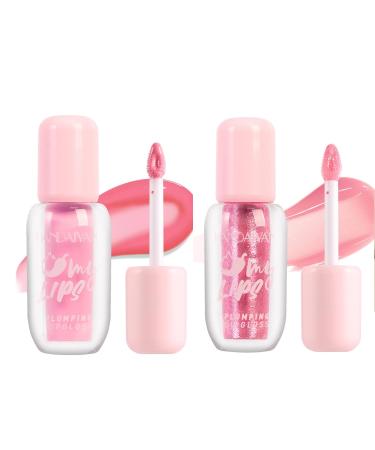 Lasting Plump Plumping Lip Gloss - 8 Colors Plumper Lipgloss Spicy Lip Plumper Lip Plumping Oil Nourishing Plump Long-lasting Glossy Finish Fuller Natural Liquid Lipstick for Women (#01#02 2 PCS) #01#02 0.04 Fl Oz (Pack of 2)
