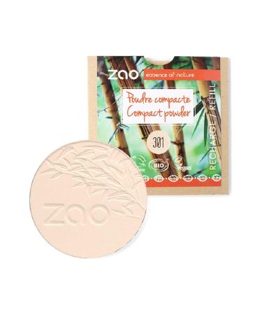 Bio make up vegan compact powder zao refill 9 g - vegan natural cosmetics make -up powder - opaque & matting - refill no. 301 ivory