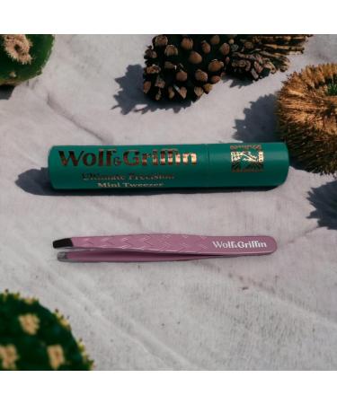 Wolf & Griffin Stainless Steel Precision Mini Tweezers: Professional Slant Eyebrow Tweezers for Men and Women | Grape Smoothie - Buy Online on GoSupps.com