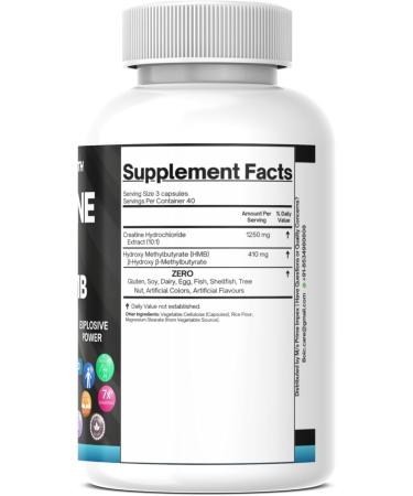 BOIC Creatine HCL + HMB Capsules | 410mg HMB per Serving & 1250mg Creatine Hydrochloride | Performance Formula & Ultra-Pure Strength | No Bloating Highly Soluble 120 Capsules - Buy Online on GoSupps.com