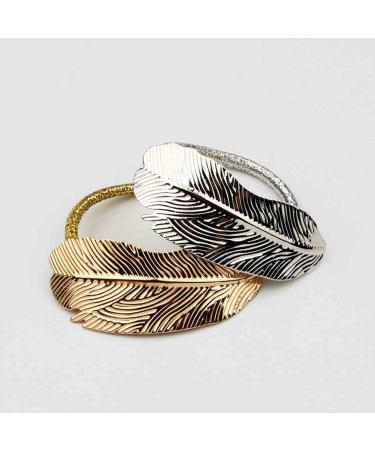 Yheakne Boho Leaf Hair Tie Scrunchies Gold Leaf Ponytail Holder Elastic Hair Band Black Rope Ponytail Holder Metal Hair Accessories for Women and Girls Gifts (Gold) - Buy Online on GoSupps.com