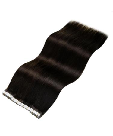 LAAVOO Brown Real Hair Tape Extensions 50cm - 20pcs #2 Dark Brown Invisible Adhesive Extensions | 50g Real Hair Quality - Buy Online on GoSupps.com