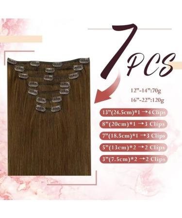 Easyouth Brown Clip in Real Hair Extensions 120g 22 Double Weft Human Hair Silky Straight - Medium Brown #4 - 7Pcs - Buy Online on GoSupps.com