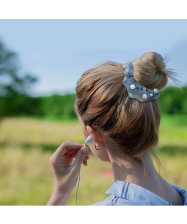 Sparkly Pearls Stretchy Lace Hair Scrunchies Set - 9 Pack for Women and Girls - Buy Online on GoSupps.com