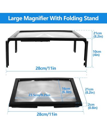 3X Magnifying Glass with LED Light for Reading Page Magnifier for Reading Full Page Rectangle Lighted Magnifier Large Viewing Area for Low Vision Person and Seniors - Buy Online on GoSupps.com