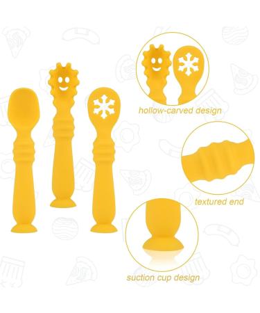 DJFOG 5 Pcs Silicone Self Feeding Spoons -Safe and Easy for Led Weaning Food-Grade Silicone Dishwasher Safe (Yellow) - Buy Online on GoSupps.com