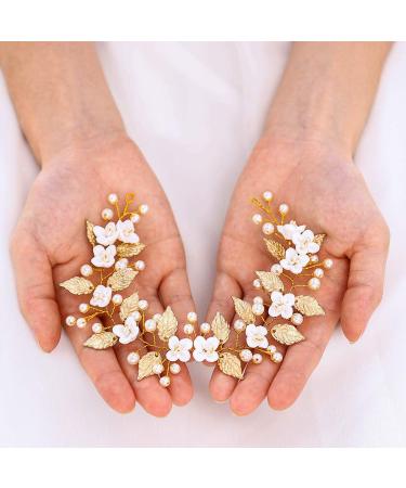 Unicra Gold Wedding Pearl Hair Vine | Elegant Flower Leaf Headpiece & Bridal Accessories - Buy Online on GoSupps.com