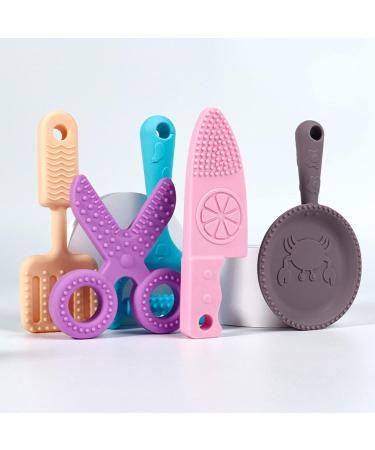 5-Piece BPA-Free Baby Silicone Chewing Toy Set - Sensory Tools for Autism & ADHD - Soft Molar Biting Rings - EJ Kitchen Tools - Buy Online on GoSupps.com