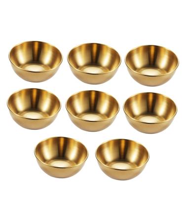 Milisten 1 Set 8pcs Dish Seasoning Dipping Plates Side Dish Japanese Plates Mini Dipping Plate Small Sauce Cups Metal Gold Decor Sauce Bowls Stainless Steel Sushi Measuring Cup