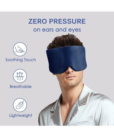 OLESILK 100% Natural Mulberry Silk Sleep Mask - Large Size Navy | Adjustable Strap Eye Mask for Men and Women - All Night Blindfold - Buy Online on GoSupps.com