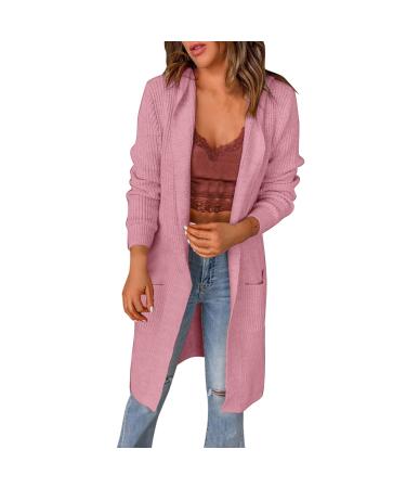Gefomuofe Women's Long Sleeve Classic Blouses Cardigan with Buttons Long Sleeve Lightweight Cardigan Elegant Shoulder Jacket Top Casual Sweater Elegant Shoulder Jacket Top Casual Top Pink XXL