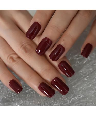 Medium Square Acrylic Artificial Nails for Women & Girls - Shiny & Durable 24-Piece Set | No Drying Time | Classic Nail Art - Buy Online on GoSupps.com