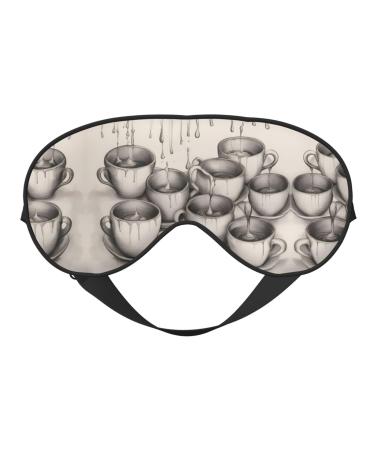 SSIMOO Hand Drawn Teapots and Cups Soft Sleep Eye Mask Female Breathable Eye Patch Perfect for Travel and Relaxation Black