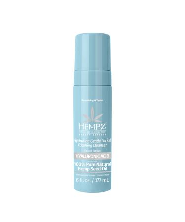 HEMPZ Ocean Breeze Hydrating Gentle Facial Foaming Cleanser with Hyaluronic Acid - Refreshingly Scented Moisturizing Foam Face Wash for Extremely Dry Oily or Sensitive Skin for Women or Men 6 Oz