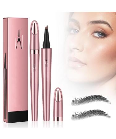 Magic Eyebrow Pencil, 4 Tips Eyebrow Pen, 3D Waterproof Long Lasting Eyebrow Pencil for Natural Makeup, Makeup Tools (Grey)