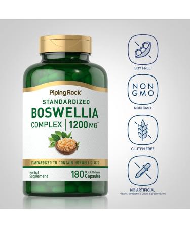 Piping Rock Boswellia Extract Capsules | 1200mg | 180 Count | Herbal Supplement | Standardized Complex | Non-GMO Gluten Free - Buy Online on GoSupps.com