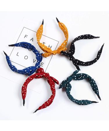 Shop Stylish Blue Dot Wide Band Bow Headband for Women - Perfect for Every Occasion | International Shipping - Buy Online on GoSupps.com