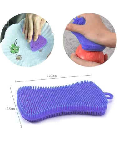 Silicone Dish Sponge 4 Pieces Multipurpose Antibacterial Kitchen Silicone Scrubber Silicone Dish Washing and Dirt Cleaning Sponge for Pot Pan Dish Bowl Fruit Vegetable - Buy Online on GoSupps.com