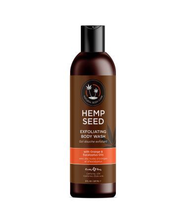 Hemp Seed Exfoliating Body Wash Eucalyptus & Tea Scent - 8 fl oz - Cleans & Moisturizes Skin - With Hemp Seed Oil Aloe Vera & Orange Peel Oil - Vegan Cruelty Free