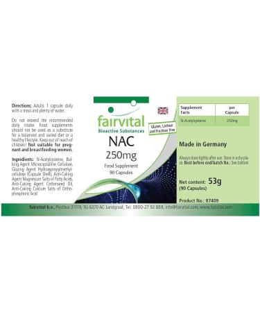 Fairvital | NAC 250 mg - set for 3 months - 90 capsules - amino acids - N-acetyl-cysteine - Buy Online on GoSupps.com
