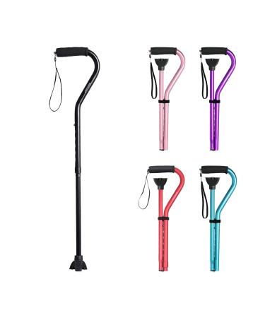 BeneCane Walking Cane for Men & Women Adjustable Cane with Offset Soft Cushioned Handle -Portable Lightweight Sturdy Mobility Walker Aid for Elderly, Seniors Collapsible Cane Black