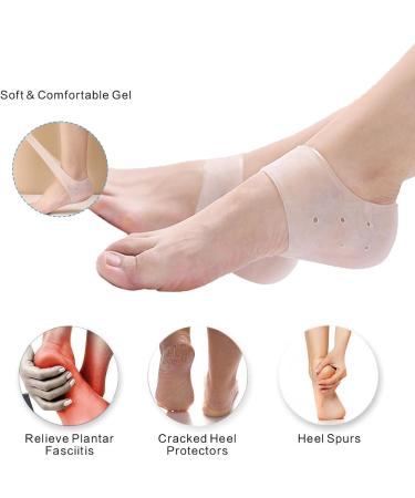 Gel Heel Cups (3 Pairs) - FSA/HSA Eligible Moisturizing Relief for Heel Pain & Dry Cracked Heels Achilles Tendinitis - Medical Grade Silicone Inserts - Buy Online on GoSupps.com
