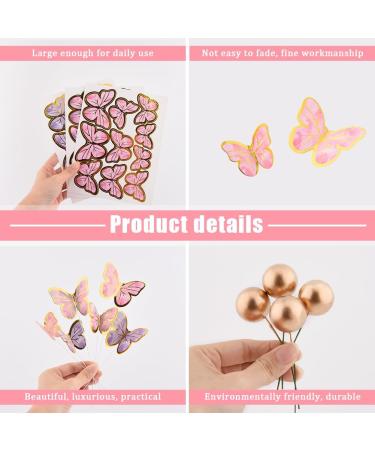 70 PCS Butterfly Cupcake Toppers Assembled 60 PCS Butterfly Cupcake Topper & 10PCS Gold Ball Cupcake Topper for Baby Shower Kids Birthday Wedding Party Anniversary - Buy Online on GoSupps.com