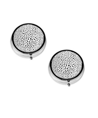 (Black and White Dot) Round Pill Box 3 Compartment Pill Box Mini Decorative Pocket Purse Portable Travel Medicine Tablet Vitamin Holder Organizer Pill Case