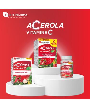 Fort Pharma - Acerola - Vitamine C Naturelle Croquer - Compl ment Alimentaire Vitalit - Anti fatigue Syst me immunitaire renforc - 2x2 mois - 120 comprim s 1/jour - go t fruits rouges Ac rola Vitamine C croquer 4 mois - Buy Online on GoSupps.com
