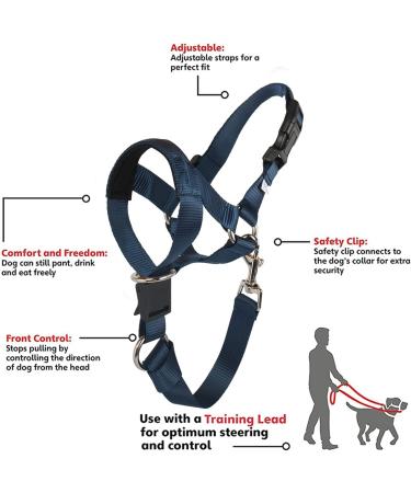 Barkless Dog Handlebars - No Pull Training Tool for Medium & Large Dogs | Soft Upholstery Navy | Includes Training Instructions - Buy Online on GoSupps.com