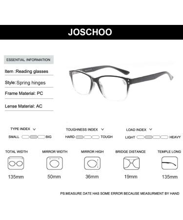 Buy JOSCHOO 5-Pack Reading Glasses - Trendy Spring Hinge Readers for Men & Women - Quality Black Design - 3.5x Magnification - International Shipping Available - Buy Online on GoSupps.com