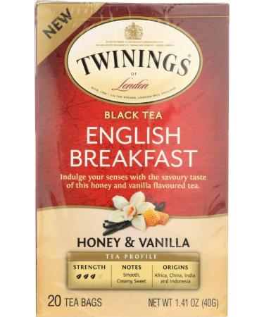 Twinings English Breakfast Honey & Vanilla Tea Bags, 20 Count